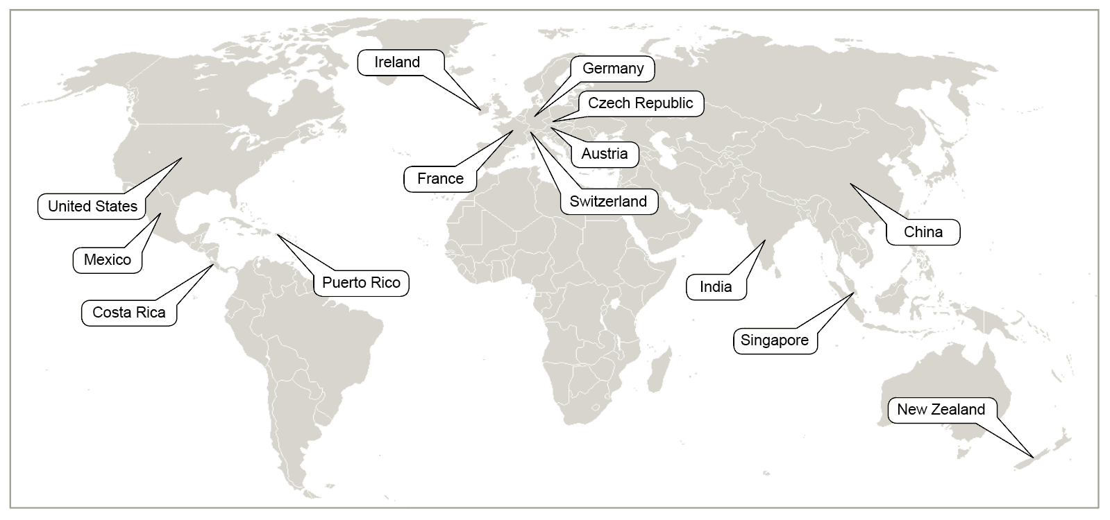 Rothgreaves Customers Around the World Map 2020